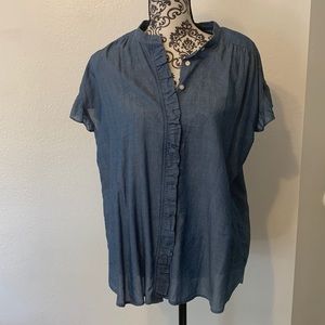LOFT Chambray Ruffle Top